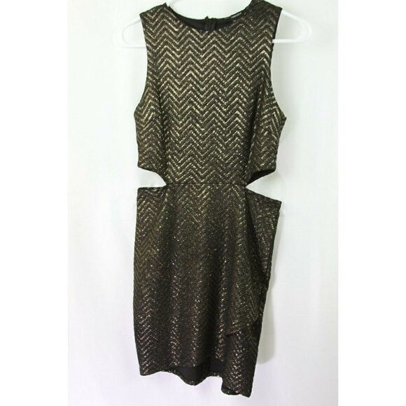 Forever 21 Dress Black Gold Glitter Cut Out Party Sleeveless Juniors S - Picture 1 of 5